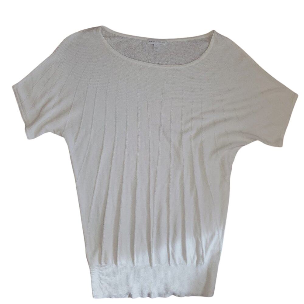 New York & Company Scoop Neck Knit Ivory Sweater Size S